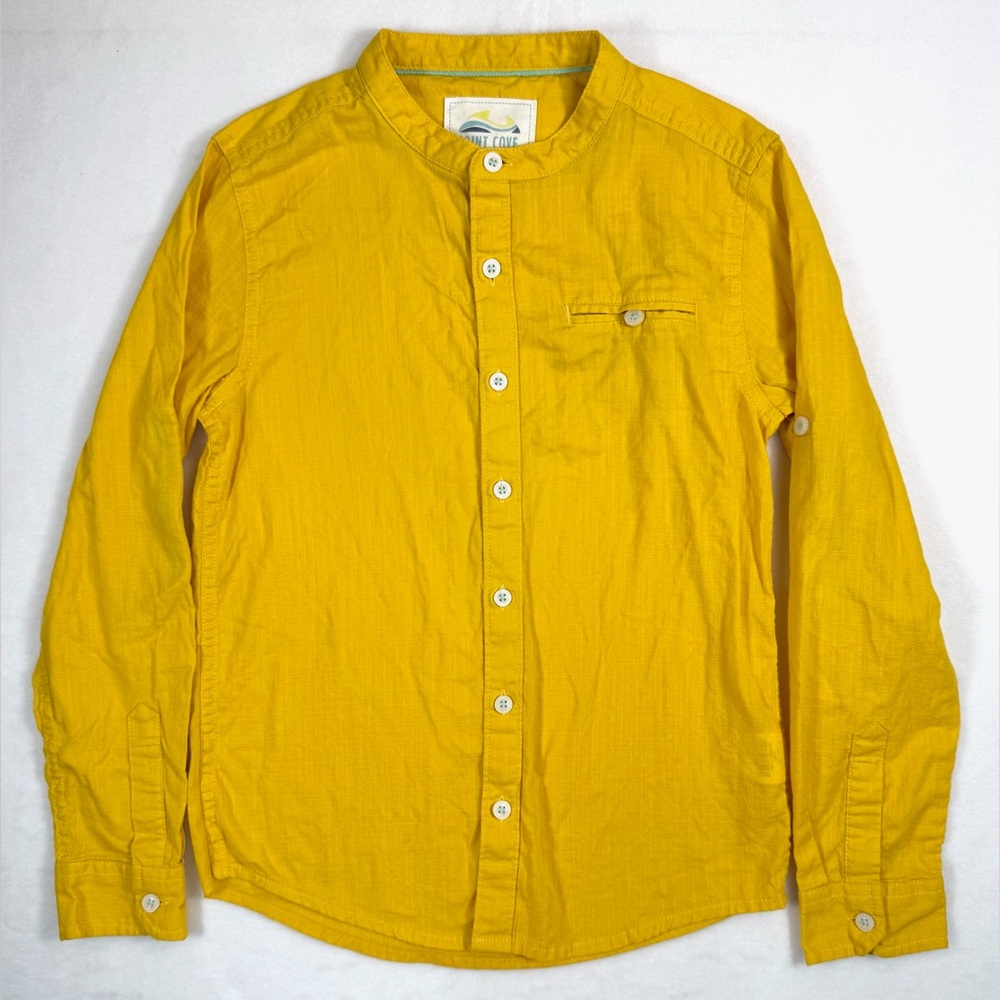 POINT COVE California-Inspired Boy’s Yellow Long Sleeve Casual‎ Button Down 9-10